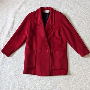 CASSIDY Vtg Wool Double Breasted Pea Coat Red 8